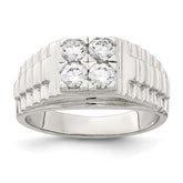 Sterling Silver Rhodium-plated CZ Fashion Ring - 3