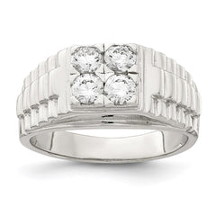 Sterling Silver Rhodium-plated CZ Fashion Ring - 2