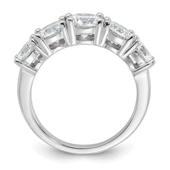 Sterling Silver Rhodium-plated CZ 5-Stone Ring - 6