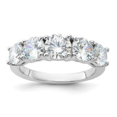 Sterling Silver Rhodium-plated CZ 5-Stone Ring - 6
