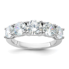 Sterling Silver Rhodium-plated CZ 5-Stone Ring - 6