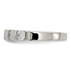 Sterling Silver Rhodium-plated CZ 5-Stone Ring - 4