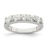 Sterling Silver Rhodium-plated CZ 5-Stone Ring - 4