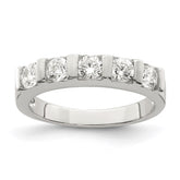 Sterling Silver Rhodium-plated CZ 5-Stone Ring - 5
