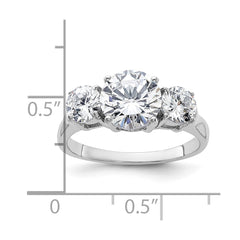 Sterling Silver Rhodium-plated Three Stone CZ Ring - 3