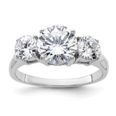 Sterling Silver Rhodium-plated Three Stone CZ Ring - 3