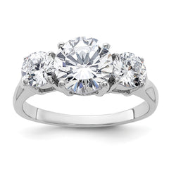 Sterling Silver Rhodium-plated Three Stone CZ Ring - 3