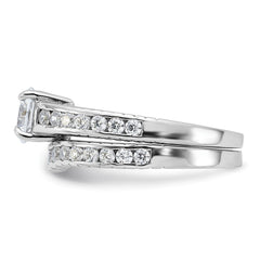 Sterling Silver Rhodium-plated 2-Piece CZ Size 7 Wedding Set Ring