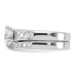 Sterling Silver Rhodium-plated CZ 2 Piece Wedding Ring Set - 3