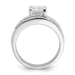 Sterling Silver Rhodium-plated 2-Piece CZ Wedding Set Ring - 8