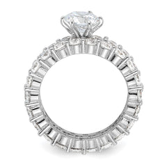 Sterling Silver Rhodium-plated CZ 2 Piece Wedding Set Ring - 2