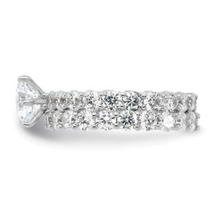Sterling Silver Rhodium-plated CZ 2 Piece Wedding Set Ring - 2