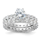 Sterling Silver Rhodium-plated CZ 2 Piece Wedding Set Ring - 2