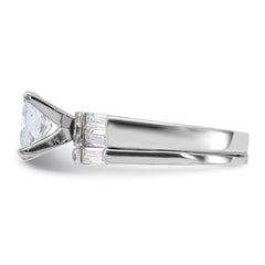 Sterling Silver Rhodium Plated CZ Engagement Ring and CZ Wedding Band Two Piece Set - 3