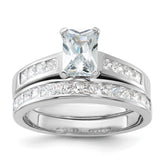 Sterling Silver Rhodium-plated 2-Piece CZ Size 6 Wedding Set Ring - 2