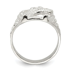 Sterling Silver Horseshoe with Horse Head Ring - 8