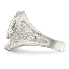 Sterling Silver Horseshoe with Horse Head Ring - 8