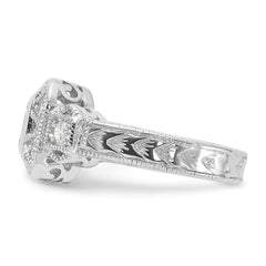 Sterling Silver Rhodium-plated CZ Antique Style Ring - 4