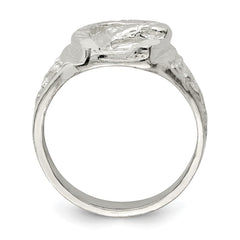 Sterling Silver Horseshoe with Horse Head Ring - 5