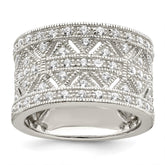 Sterling Silver Rhodium-plated Polished CZ Vintage Ring - 3