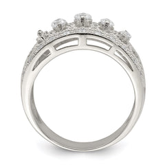 Sterling Silver Rhodium-plated Polished CZ Vintage Ring - 5