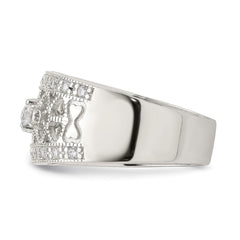 Sterling Silver Rhodium-plated Polished CZ Vintage Ring - 5