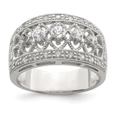 Sterling Silver Rhodium-plated Polished CZ Vintage Ring - 4