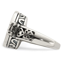 Sterling Silver Antiqued Oval Locket Ring - 3