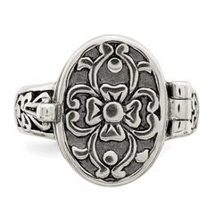 Sterling Silver Antiqued Oval Locket Ring - 3