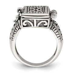 Sterling Silver Antiqued Rectangular Locket Ring - 3