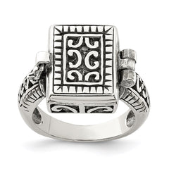 Sterling Silver Antiqued Rectangular Locket Ring - 2