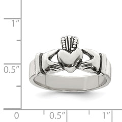 Sterling Silver Antiqued Claddagh Ring - 4