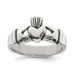 Sterling Silver Antiqued Claddagh Ring - 4