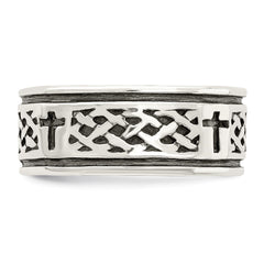 Sterling Silver Cross & Weave Design Ring - 2