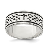Sterling Silver Cross & Weave Design Ring - 2