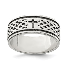 Sterling Silver Cross & Weave Design Ring - 2