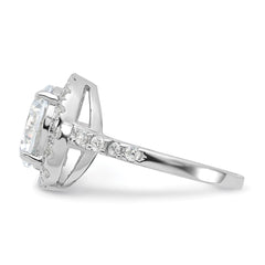 Sterling Silver Rhodium-plated CZ Ring - 4