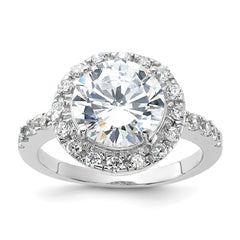 Sterling Silver Rhodium-plated CZ Ring - 4