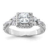 Sterling Silver Rhodium-plated Square CZ Ring - 3
