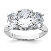 Sterling Silver Rhodium-plated 3 Stone CZ Ring - 4