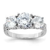 Sterling Silver Rhodium-plated 3 Stone CZ Ring - 5