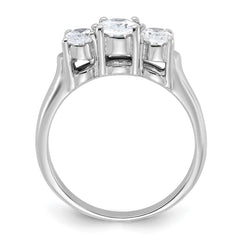 Sterling Silver Rhodium-plated 3 Stone CZ Ring - 8