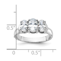 Sterling Silver Rhodium-plated 3 Stone CZ Ring - 6