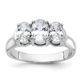 Sterling Silver Rhodium-plated 3 Stone CZ Ring - 8