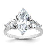 Sterling Silver Rhodium-plated Marquise Center CZ Ring - 3