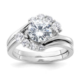 Sterling Silver Rhodium-plated 2-piece CZ Wedding Ring Set - 5