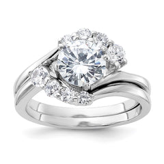 Sterling Silver Rhodium-plated 2-piece CZ Wedding Ring Set - 5