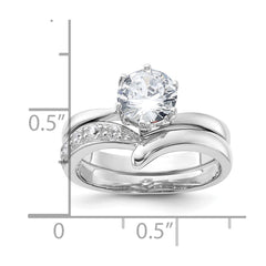 Sterling Silver Rhodium-plated 2-piece CZ Wedding Ring Set - 2