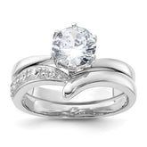 Sterling Silver Rhodium-plated 2-piece CZ Wedding Ring Set - 6