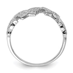 Sterling Silver Rhodium-plated Butterfly CZ Ring - 3